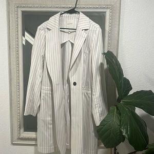Avec Les Filles Longline Pinstriped Blazer